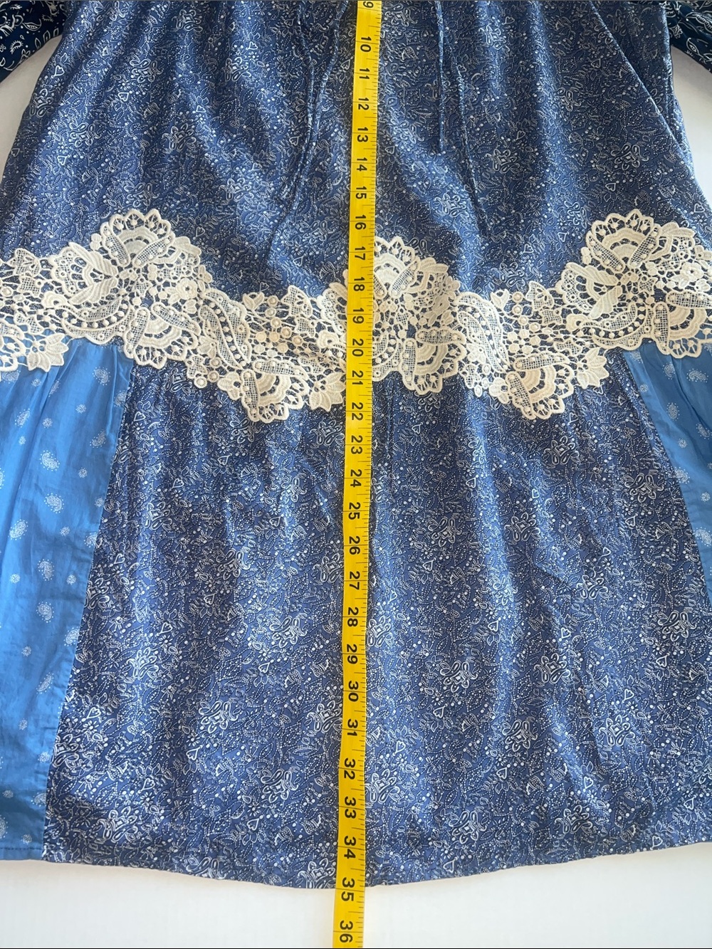 LOFT Lace Paisley Tie Mini Dress Boho Western Precious Sapphire SMALL pockets! - Picture 13 of 17